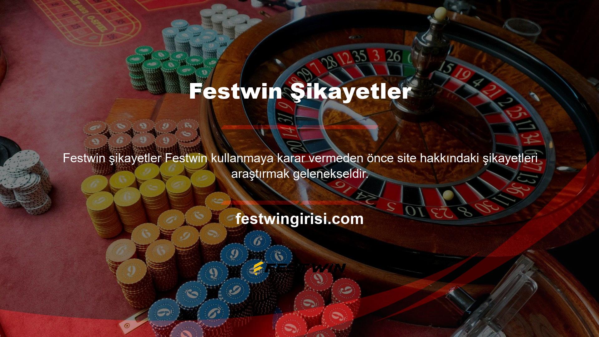 Festwin lisansı altında faaliyet gösterecek web sitelerini seçerken bu tekniğin kullanılmasıyla ilgili çevrimiçi Festwin hakkında çok az şikayet var